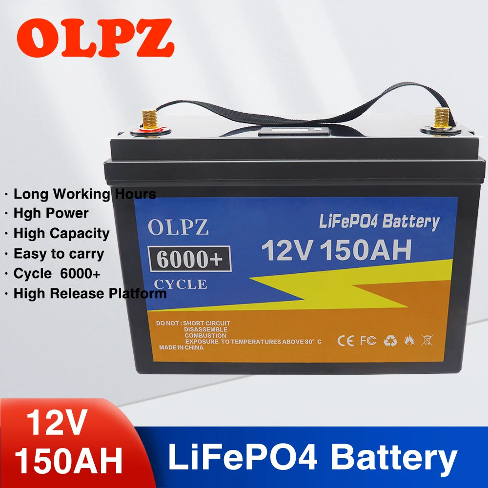 12V LiFePO4 Battery 400AH 300Ah 200Ah 100Ah Built-in BMS Lithium Iron Phosphate Cells 6000 Cycles For Solar Golf Cart + Charger - Inverted Powers