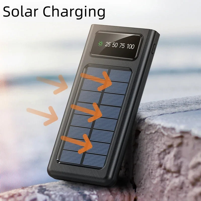 Solar Power Bank 50000mAh-200000mAh Built-in Cables Solar Charger 2 USB Ports Fast Charge - Inverted Powers