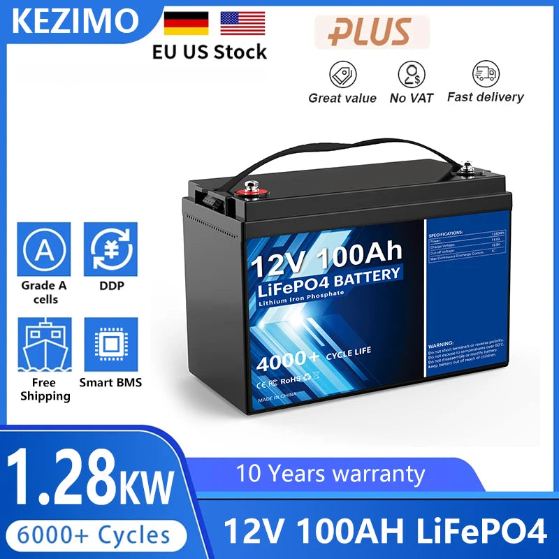 LiFePO4 12V 24V 48V 100AH 200AH 280AH 300AH Battery Pack Lithium Iron Phosphate Batteries Built-in BMS For RV Solar Boat No Tax - Inverted Powers
