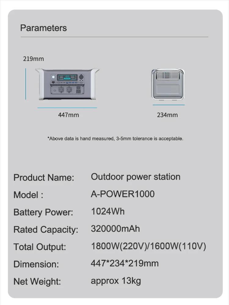 A-POWER Portable Power Station AP1000-AP2000 Lifepo4 Battery - Inverted Powers