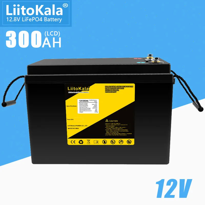 LiitoKala 12V 200Ah 300Ah LiFePO4 Battery 100Ah 120Ah 150Ah Campers Waterproof Golf Cart Battery Off-Road Off-grid Solar energy - Inverted Powers