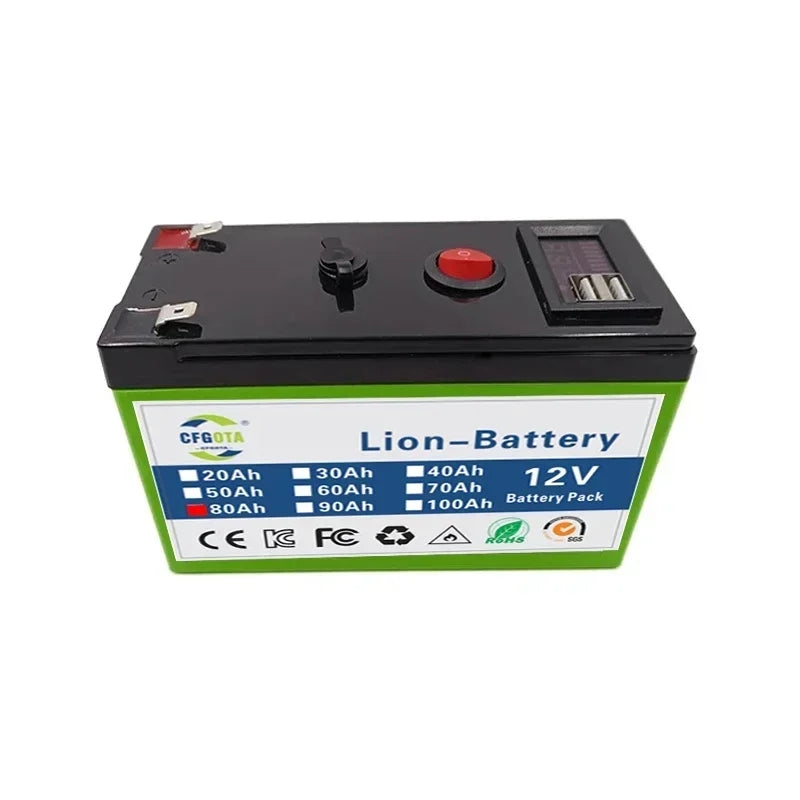 CFGOTA Lithium Battery 60Ah-100Ah USB + 12.6V3A charger - Inverted Powers
