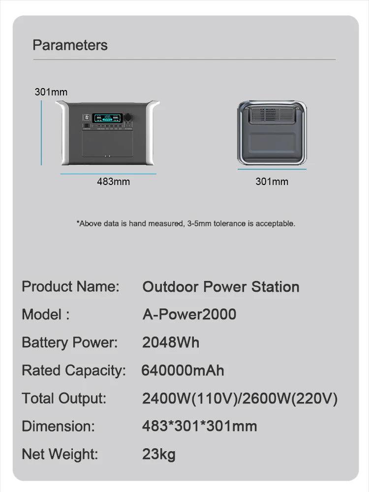 A-POWER Portable Power Station AP1000-AP2000 Lifepo4 Battery - Inverted Powers