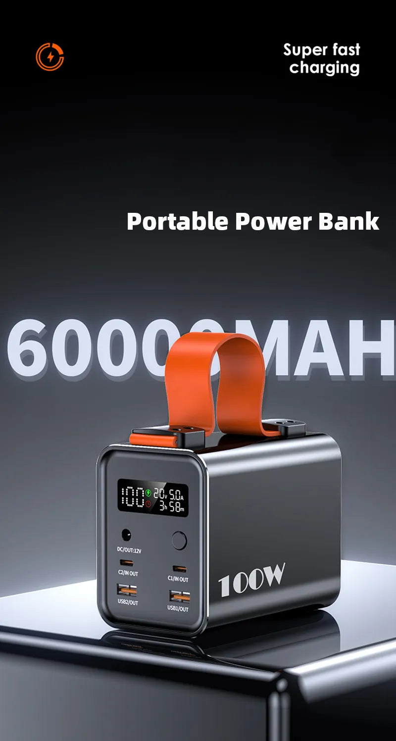 MEIYULIN Power Bank Station 100W Battery 30000mAh/60000mAh USB C DC Fast Charge - Inverted Powers