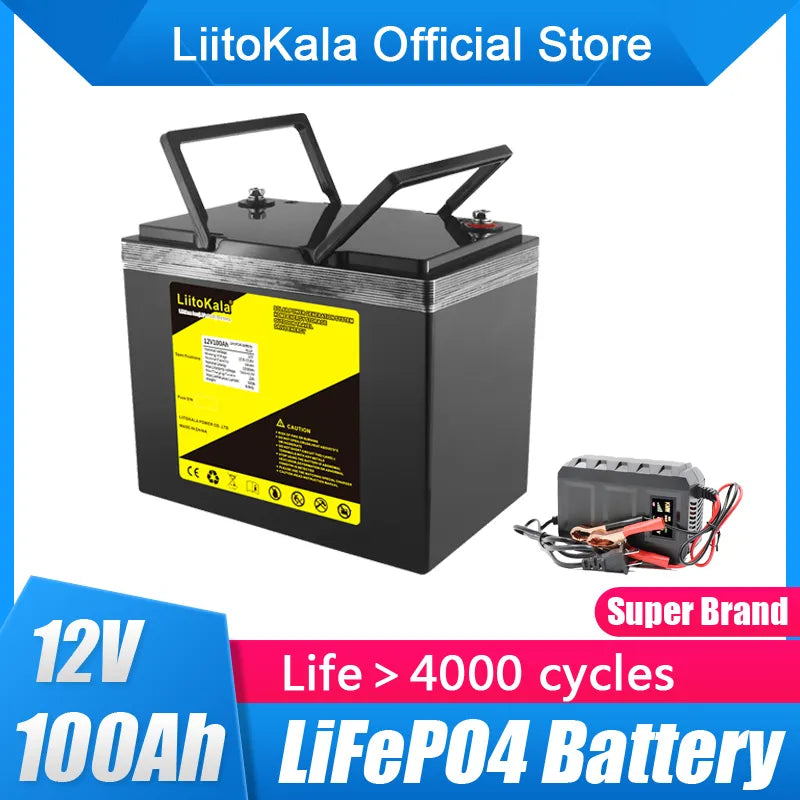 LiitoKala 12.8V 100Ah LifePo4 Battery Pack 12V 24V 36V Rechargeable Battery Pack Lithium Iron Phosphate Lifepo4 Solar Cell tools - Inverted Powers