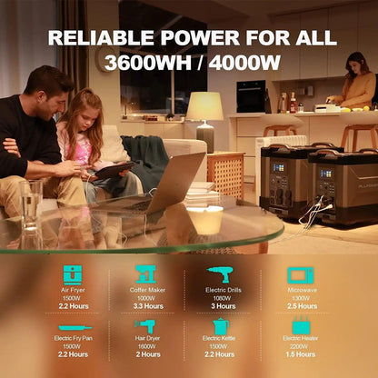ALLPOWERS R4000 LiFePO4 Battery, 3600Wh Power Station 4000W - Inverted Powers