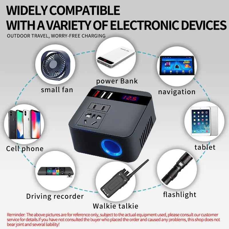 EAFC Car Inverter 150W DC12V/24V to 110V/220V LED Display - Inverted Powers