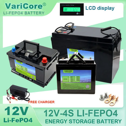 12V/12.8V 160Ah 120Ah 100Ah LiFePO4 battery Lithium iron phospha For RV Campers Off-Road Solar Wind batteries 14.6V 10A Charger - Inverted Powers