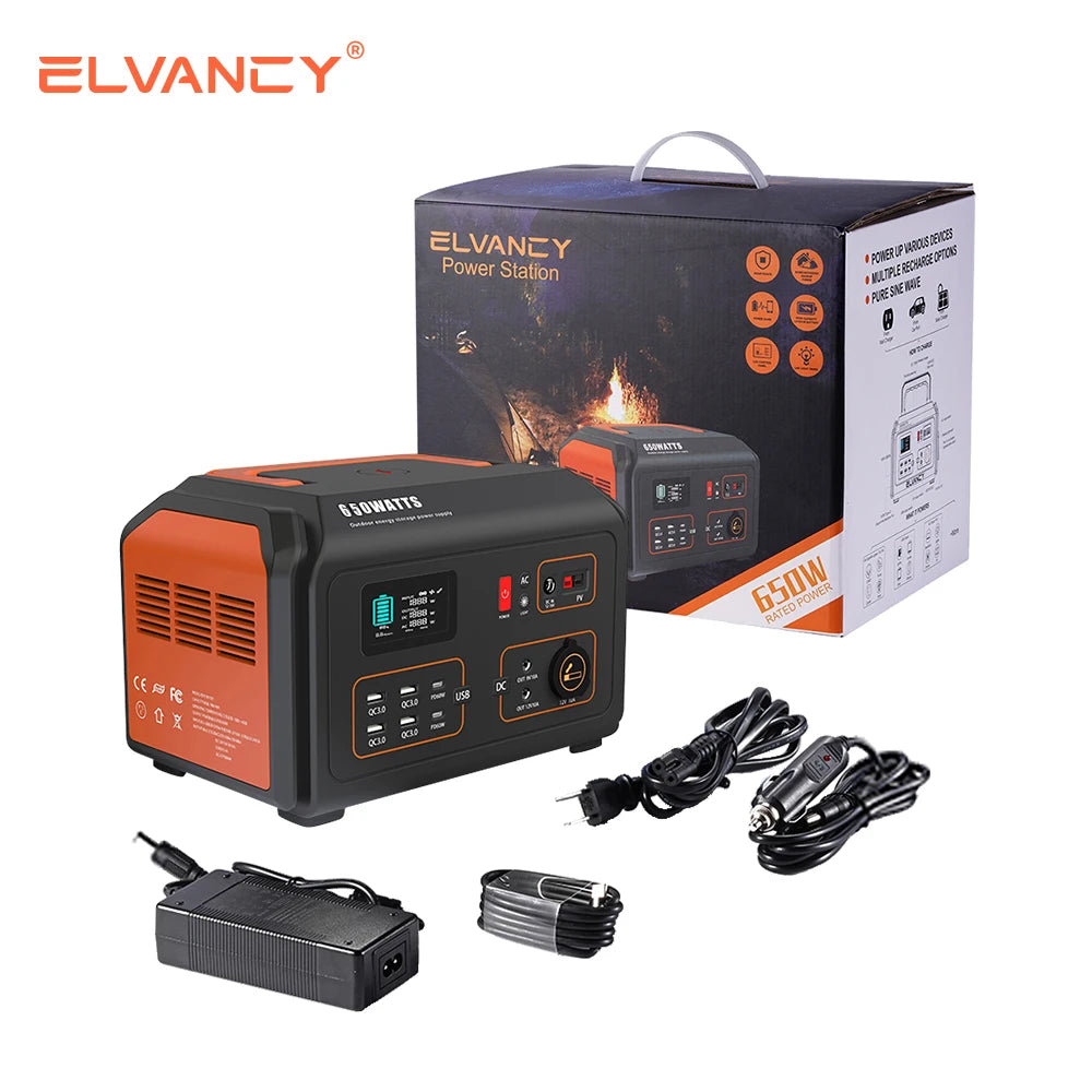 ELVANCY Portable Power Station 650W - Inverted Powers