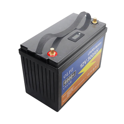 12V LiFePO4 Battery 400AH 300Ah 200Ah 100Ah Built-in BMS Lithium Iron Phosphate Cells 6000 Cycles For Solar Golf Cart + Charger - Inverted Powers