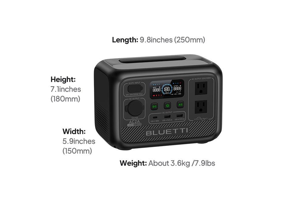 BLUETTI AC2A Portable Power Station 300W 204Wh LiFePO4 Battery - Inverted Powers